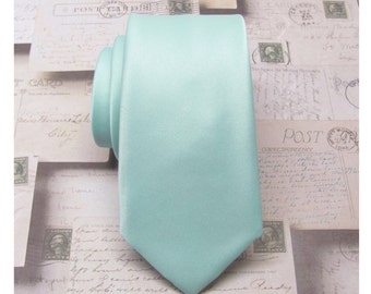 Beach Glass Mens Ties. Sea Glass Inspired by Donna Morgan's Beach Glass Seafoam Blue Silk Skinny Tie With Matching Pocket Square Option