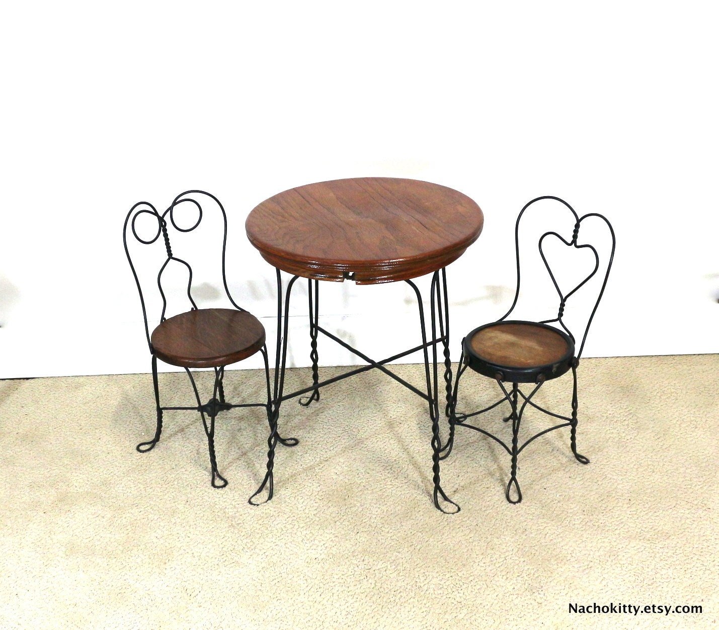 1940s Ice Cream Parlor Childs Table & Chair Set Wood by Nachokitty