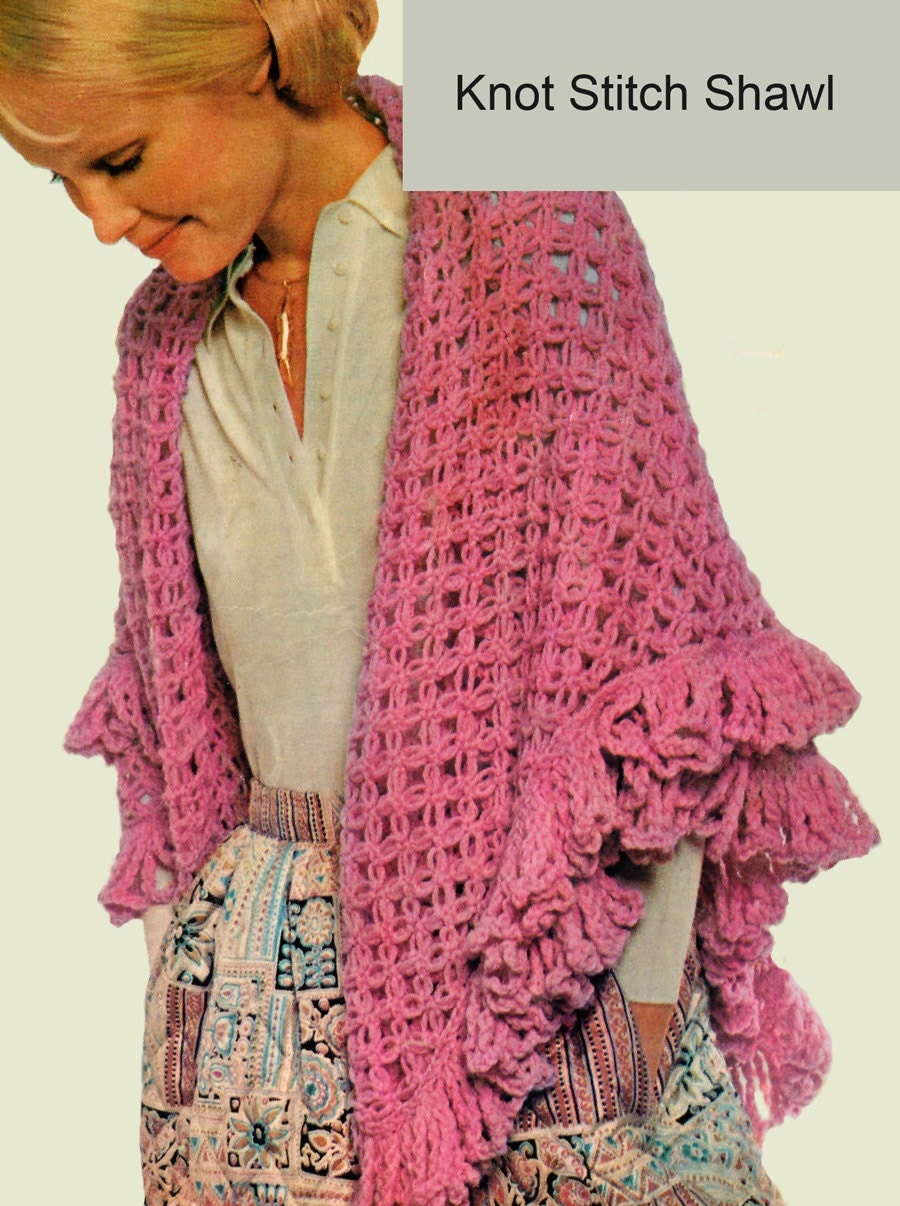 Shawl Crochet Pattern Knot Stitch Crochet by VintageNeedleArts
