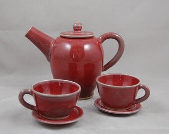 Tea Set for Children Copper Red with Cups and Saucers