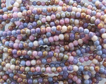 4mm Opaque Lumi Luster Color Mix Czech Glass Beads 15 Inch Strand - Qty 100 (BS555)