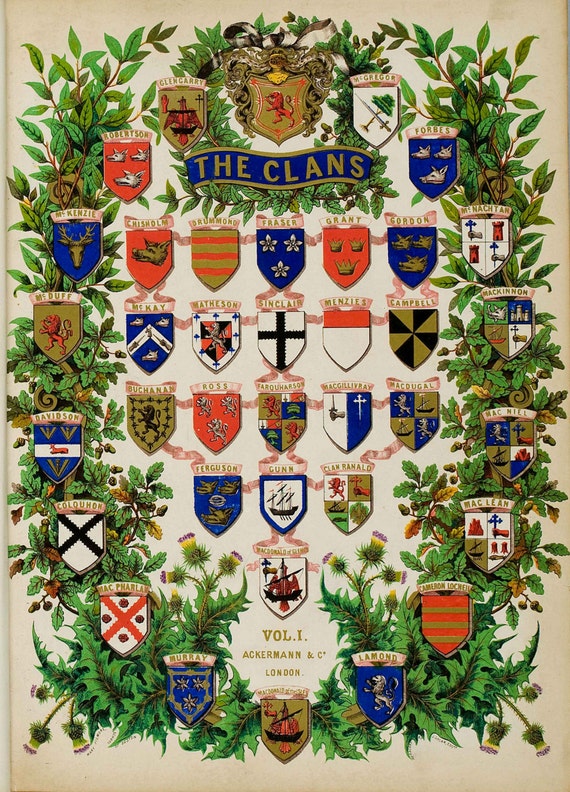 Clan Coat of Arms Shields Scottish Highlander Traditional