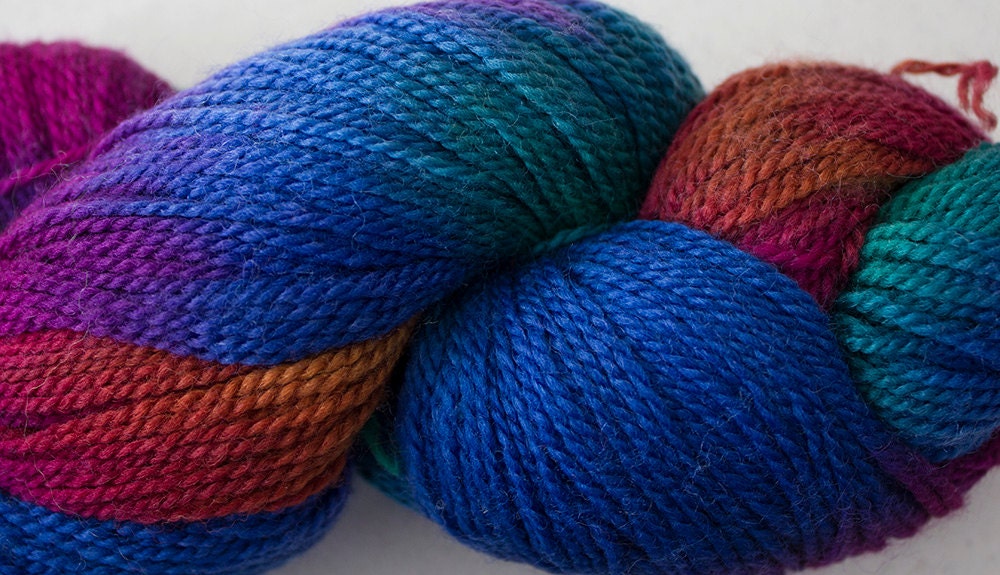 Kona Fingering hand dyed yarn Superwash wool Aurora