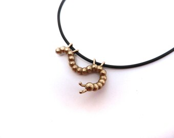 NEW! Callie the Curious Caterpillar Necklace (3D printed Steel, Bronze or Gold)
