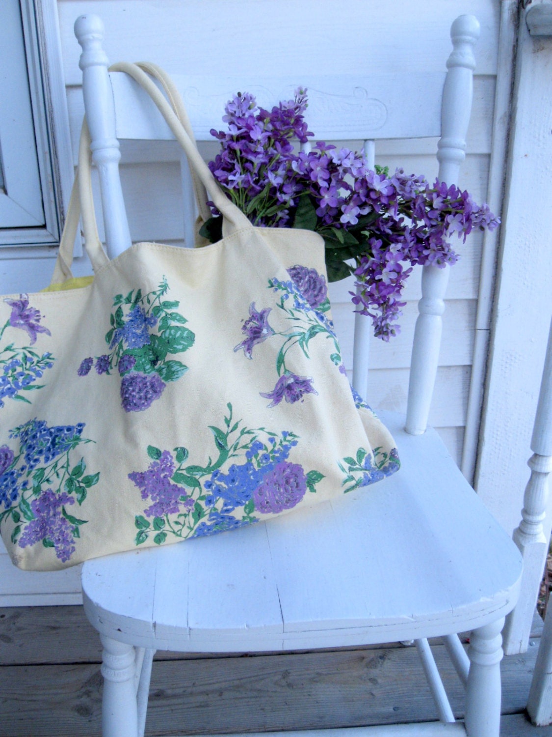 Fabric Bag Tote Yellow Natural Fibers Shopping Bag Beach