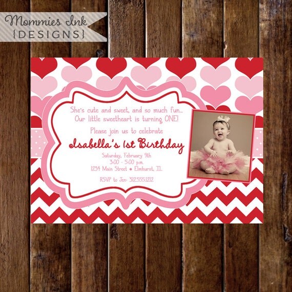 Heart Invitation, Valentine Birthday Invitation, Red and Pink Hearts, Red and Pink Invitation, Sweetheart Invitation, Heart Birthday Theme Il_570xn