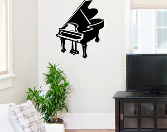 accent wall black baby grand piano