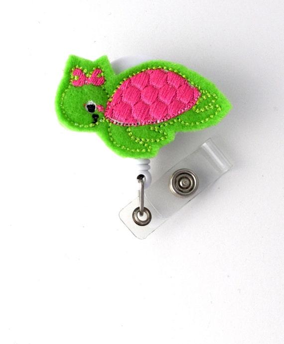 Tammy the Turtle - Retractable ID Badge Reel - Teacher Badge Holder - Cute Badge Reel - Nurse Badge Holder - Nursing Badge Clip - PICU