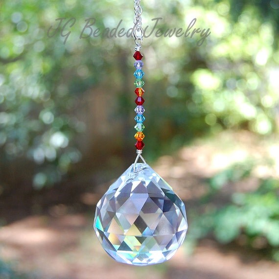 Rainbow Prism Crystal Suncatcher Hanging by JGBeadedJewelry