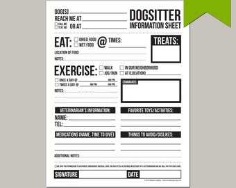 house sitter information sheet