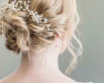 Bridal Hairpins, Bridal Hairpiece, Hair Vine, Bridal Halo, Bridal Headpiece, Freshwater Pearl Bridal Hairpins, Bridal Hair Pins