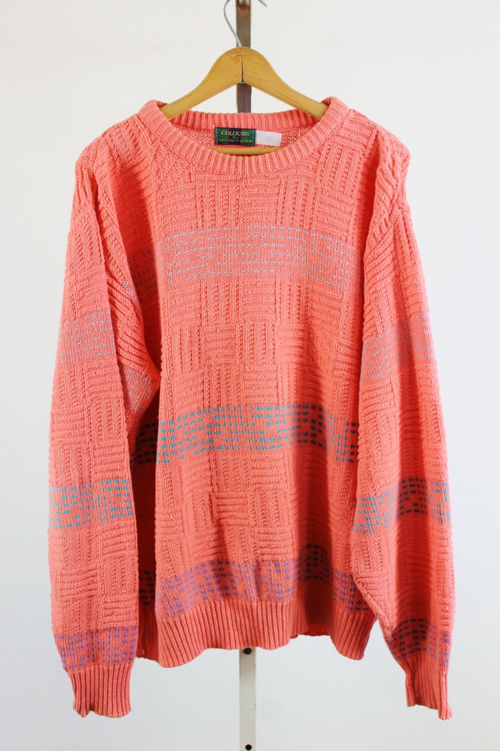 Retro 90s Salmon Oversized Sweater Mens Size XL Haute Juice