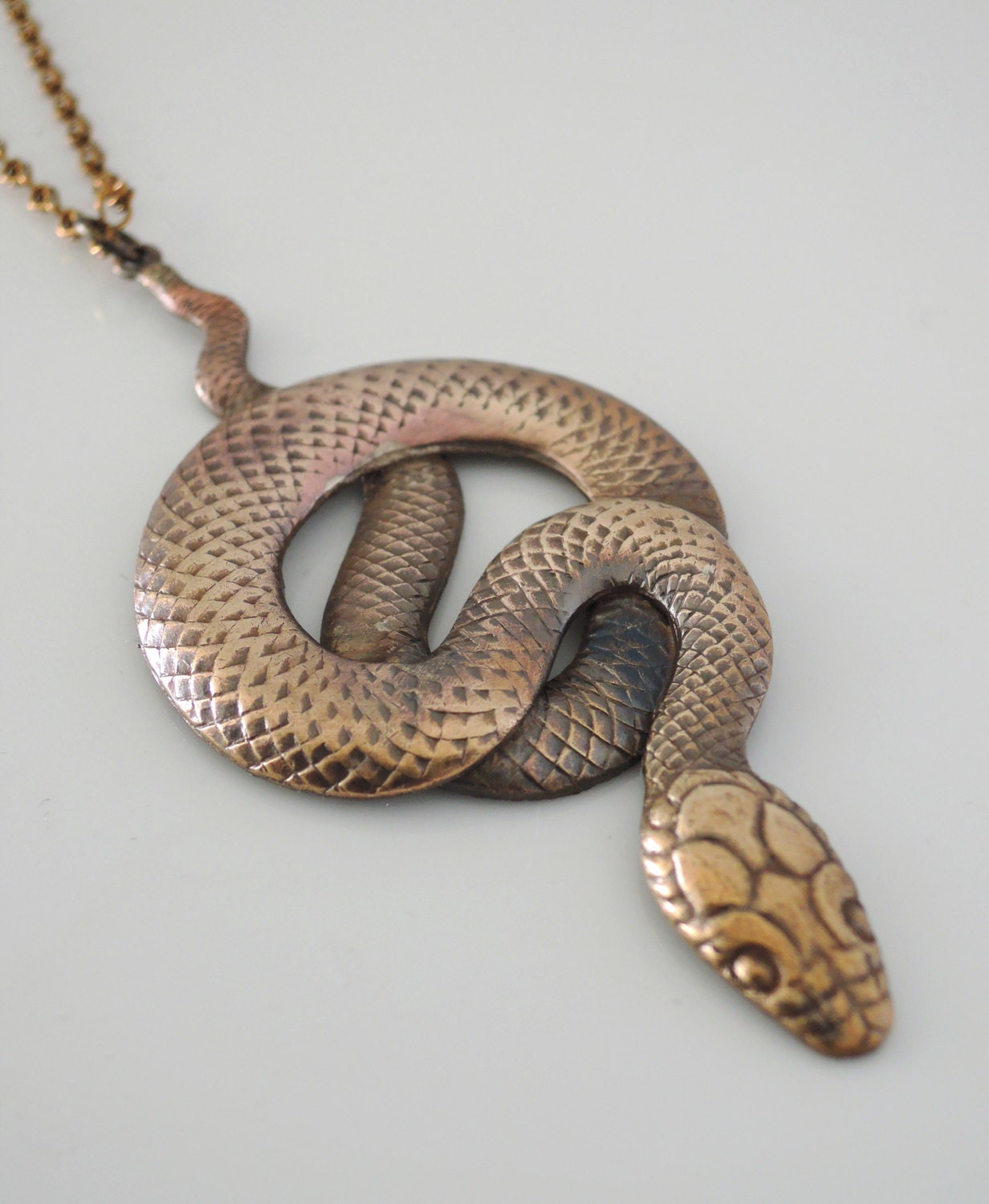 Vintage Necklace Snake Necklace Vintage Brass Jewelry