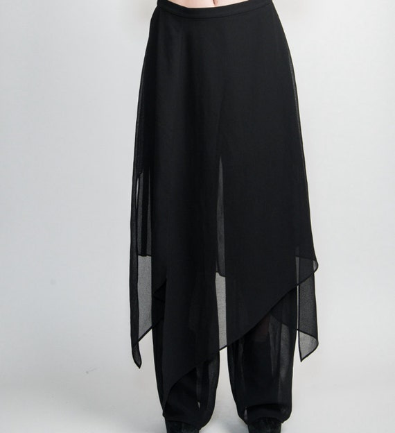 Black pants with attached skirt