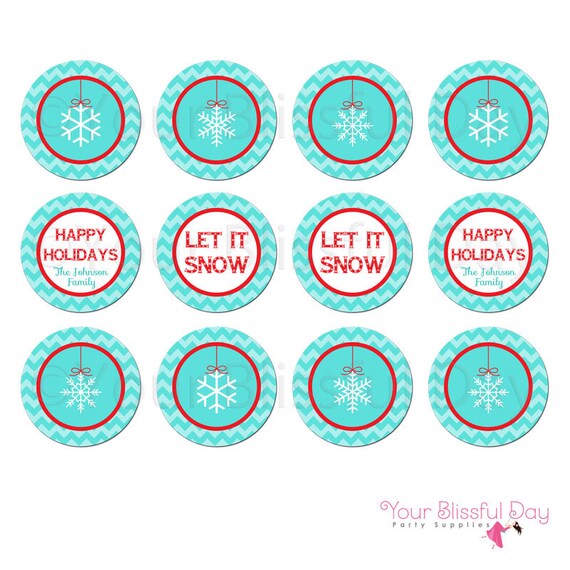 PRINTABLE Personalized Snowflake Holiday Party Circles Il_570xn