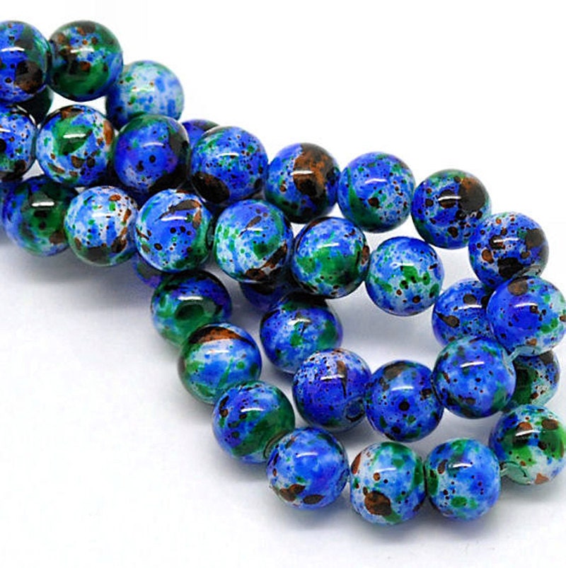 20 Mottled Glass Beads 8mm Artistic Tones of by BohemianFindings