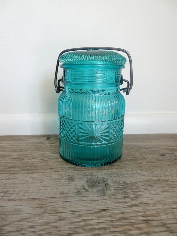 Vintage AVON Canning Jar Blue Turquoise Teal