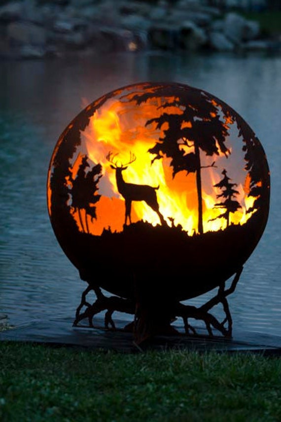 Up North Fire Pit Custom Outdoor Hand Cut Steel Deer Firepit