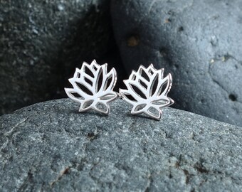 Lotus Stud Earrings Flower Girl Gift Lotus Post Earrings Sterling Silver Lotus Jewelry Dainty Lotus Charm