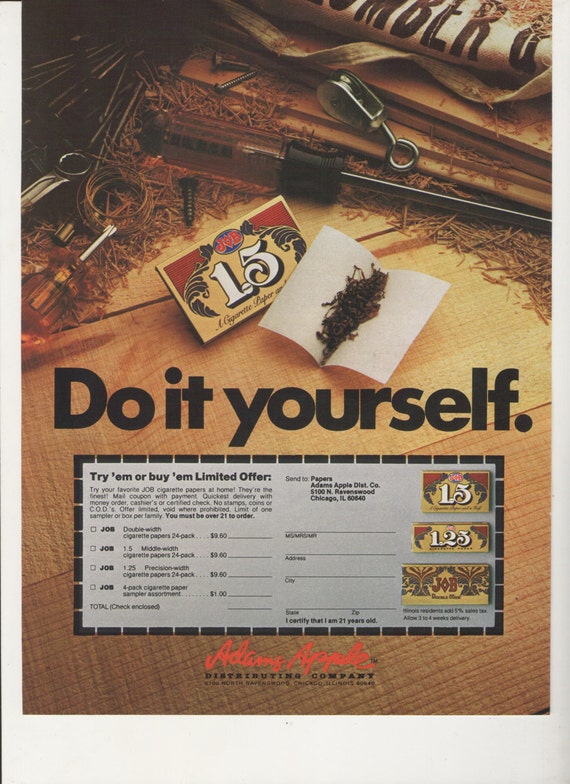 1981 Job Cigarette Papers Advertisements Rolling 1.5 Carpenter