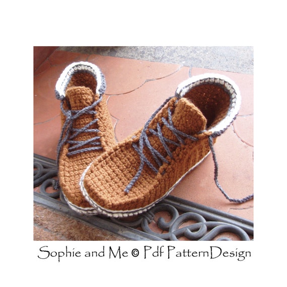 Ankle Boot Lace Up Slippers Slippers - Crochet Pattern - Instant Download Pdf-File
