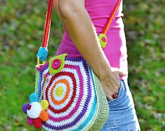 Big rainbow bag - crochet bag pattern, DIY