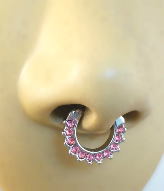Items Similar To 14 Gauge Pink Septum Ring Clicker Bull Ring Nose