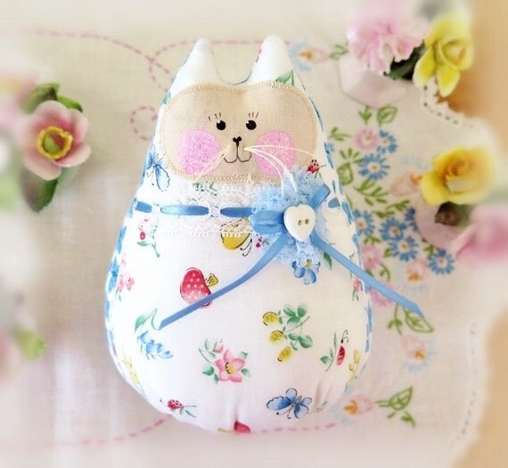 Cat Doll White Floral and Butterfly Print 6 Free by CharlotteStyle