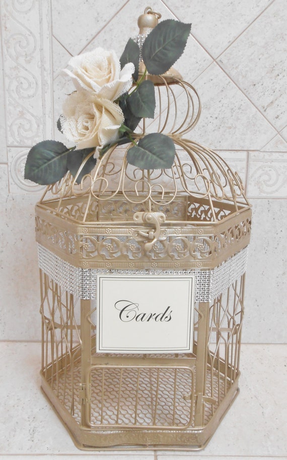 XL Champagne Gold Wedding Birdcage Card Holder Wedding Card