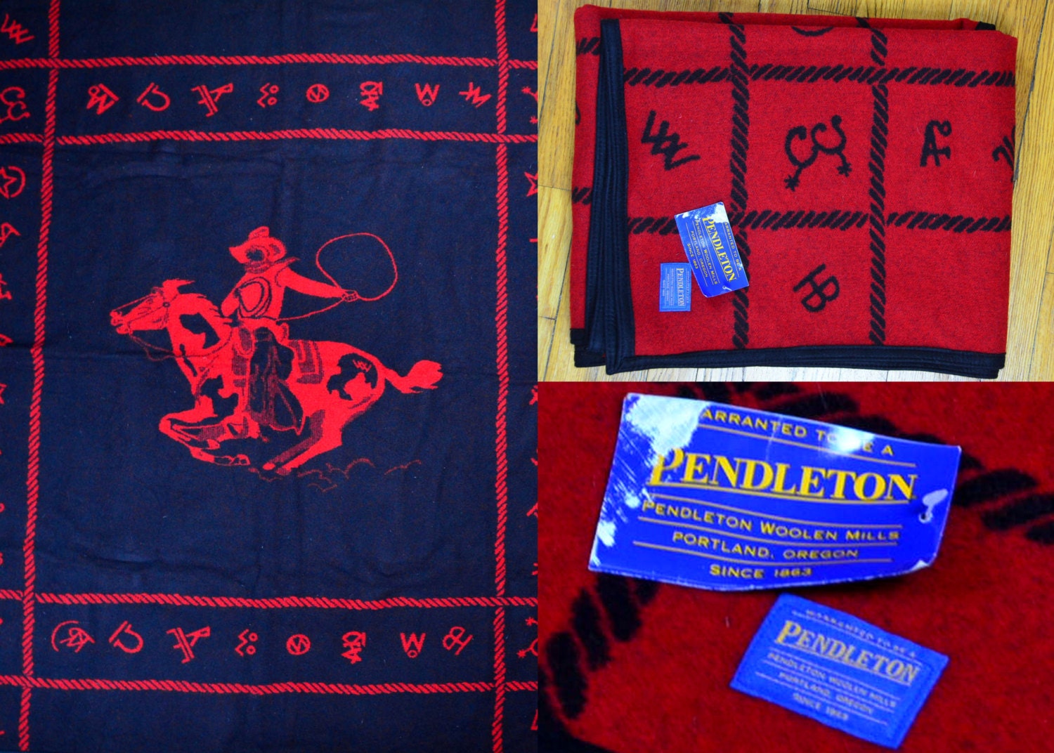 Vintage Pendleton Blanket DEADSTOCK Cowboy & by RoslynVTGTradingCo