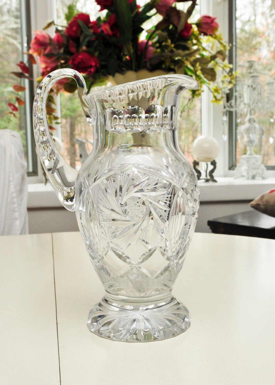 Vintage Crystal Pitcher by UNAVES on Etsy