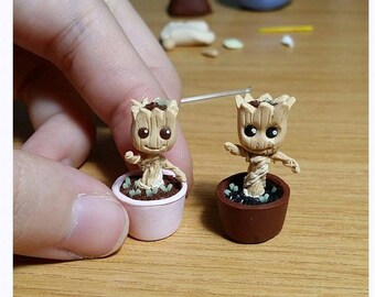 Miniature Baby Groot Figurine (Comes with a Free small Acrylic Display Box)