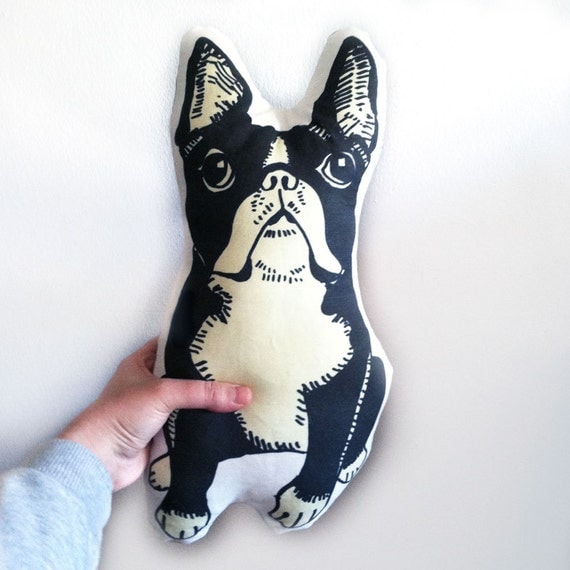 boston terrier pillow stuffed animal for dog by GoodAfternoonan