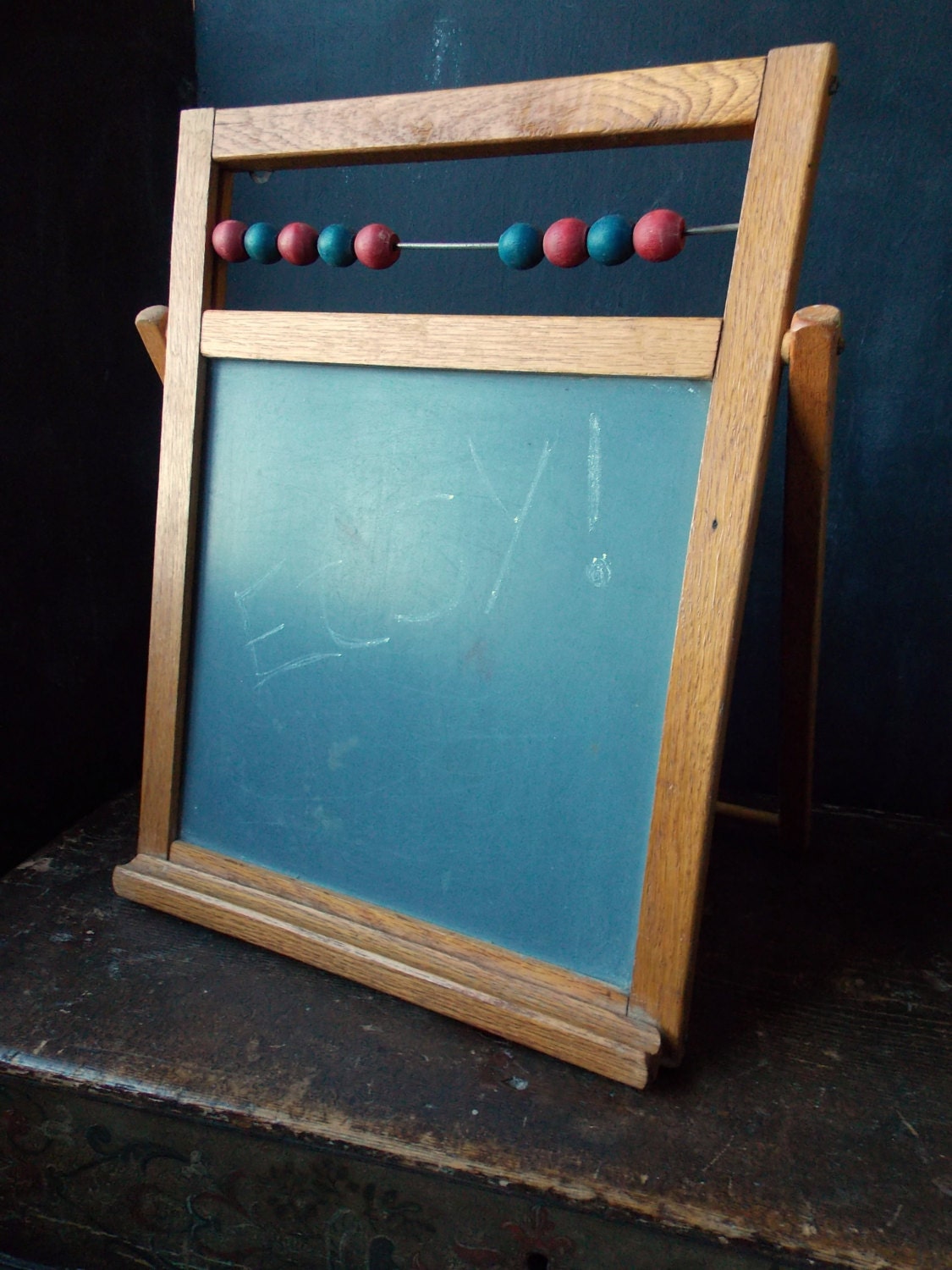 Vintage Double Sided Folding Easel Chalkboard by theravenandrose