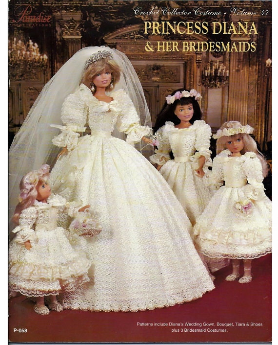 wedding pattern horseshoe crochet for 058 Doll Fashion Crochet & Pattern Princess P Her Diana / Bridesmaids