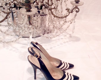1940s heels // 1940s shoes // black heels // black and white shoes // 1950s heels // 1950s shoes //