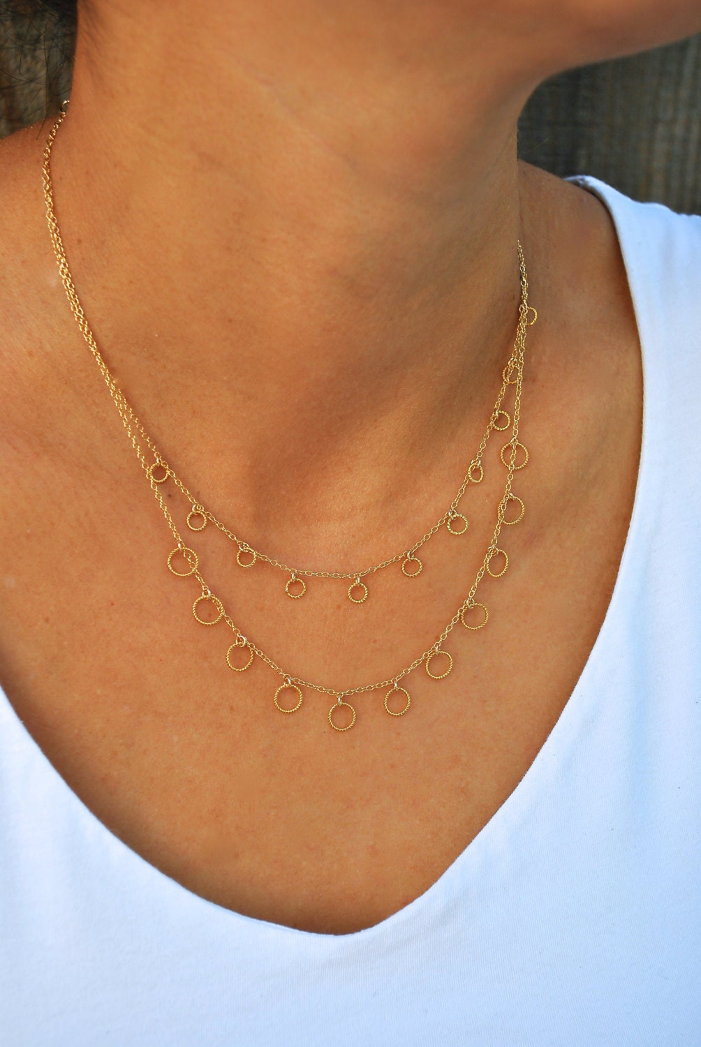 DAINTY gold filled DISCS NECKLACE 925