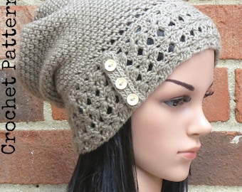 CROCHET HAT PATTERN Instant Pdf Download - Aerith Slouchy Beanie Hat Womens Teen Fall Winter- Permission to Sell English Only