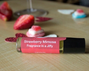 Strawberry Mimosa Perfume Oil, Roll On Perfume, Fruity Floral Fragrance, Valentines Day Inspired Fragrance