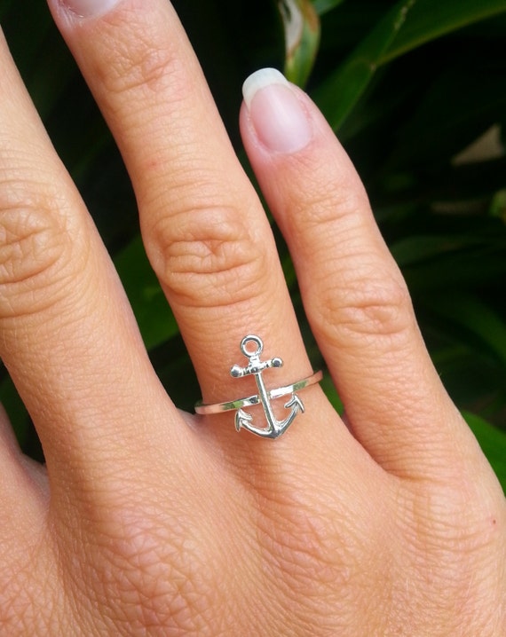 Anchor Ring Sterling Silver Ring Nautical Jewelry