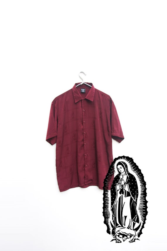 virgin mary button up shirt