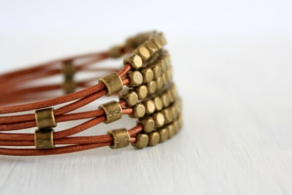Bisuteria Bohemia Pulsera Mujer Boho Hippy Chic Brazalete de Abalorios y Cuero