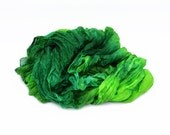 hand dyed silk scarf - Season's Greetings -  green silk scarf.