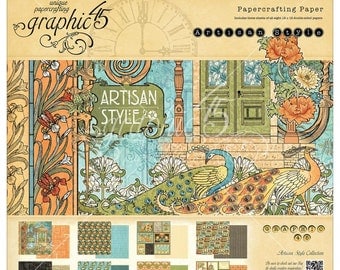 Art Nouveau CARD STOCK - Graphic 45 Artisan Style - Scrapbook Paper - 12" x 12" Paper Pad - Scrapbook Paper - Art Nouveau Paper