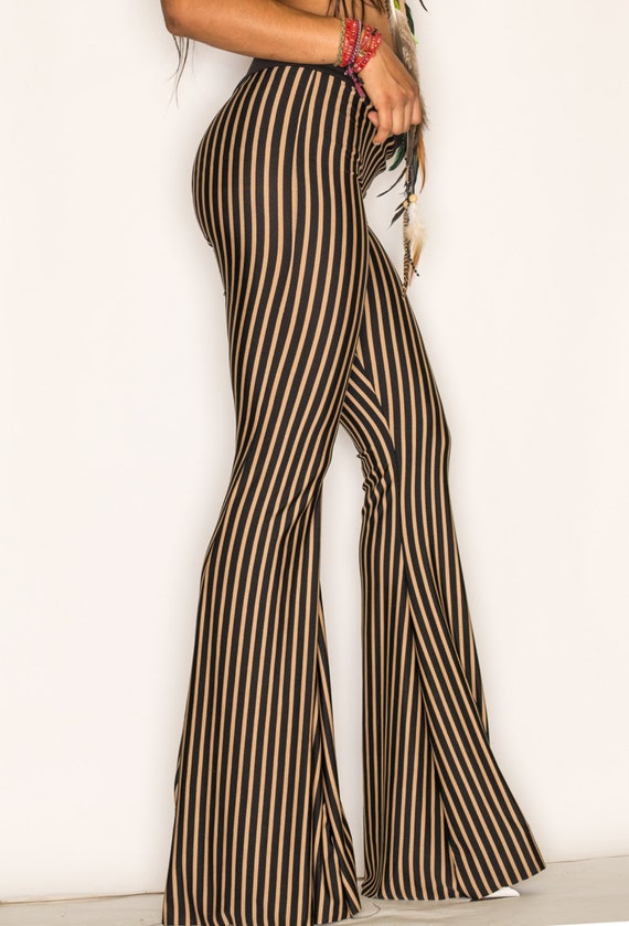 blue and white striped bell bottoms