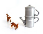 Vintage aluminum coffee maker toy - Neapolitan flip coffee pot miniature - Mid Century collectibles - 1950s - made in Italy