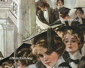 Girls Graduate from College - Restored Vintage Antique Art Print - 1930s Print - Girls Don't Go To College - Affordable Wall Art Girls Graduate from College - Restored Vintage Antique Art Print - 1930s Print - Girls Don't Go To College - Affordable Wall Art