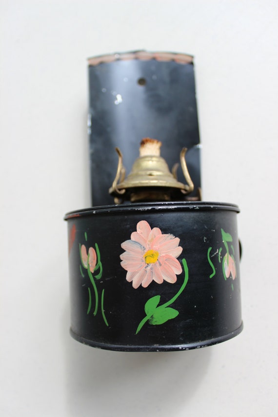 Antique Painted Tin Oil Lamp