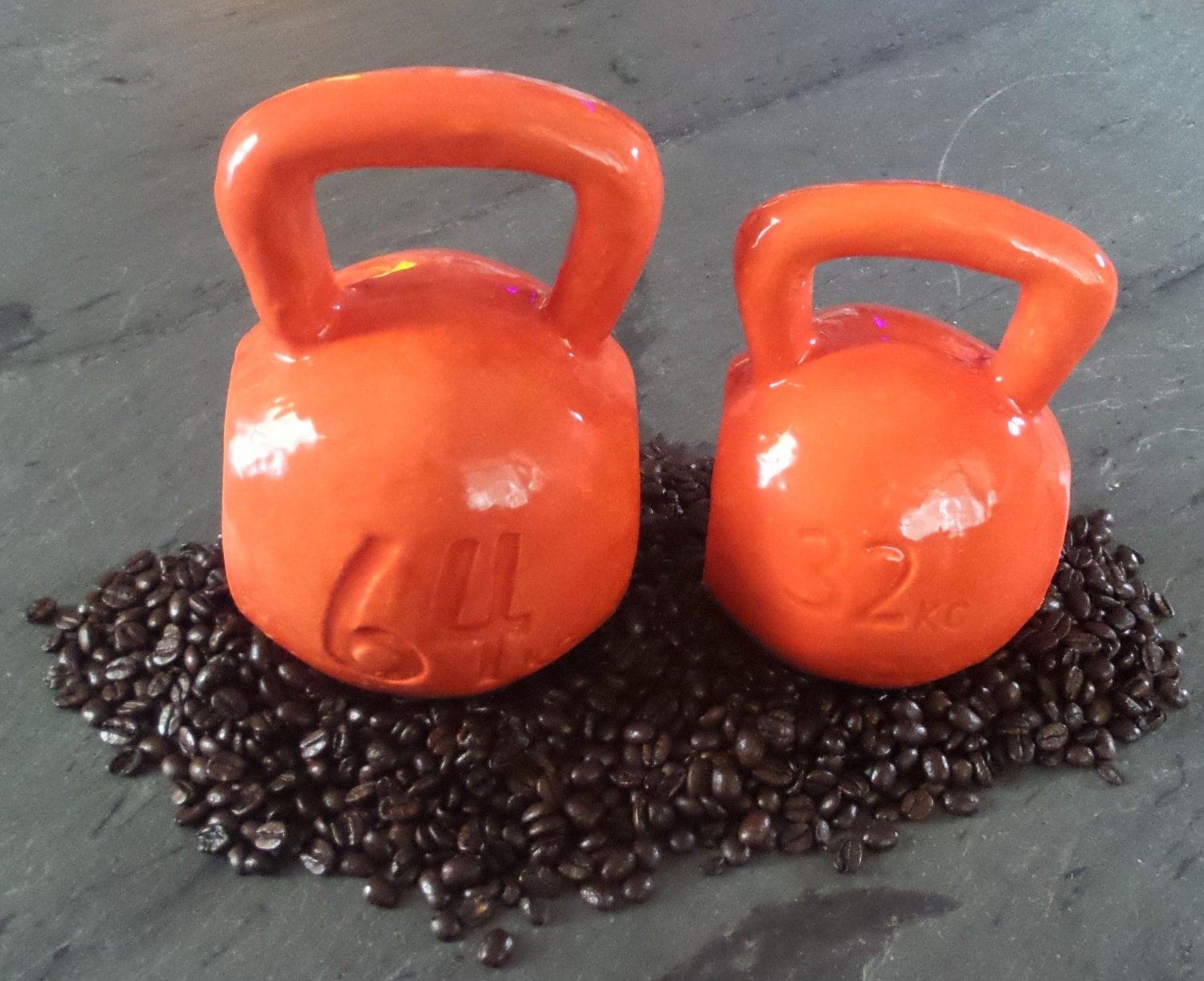 Ceramic Orange Kettlebell Coffee Mug 16 or 24 oz Handmade In