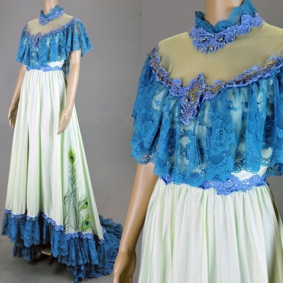 Items similar to Regency Edwardian Peacock Masquerade Costume dress ...